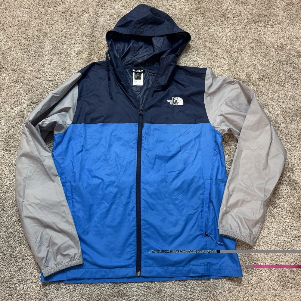 The North Face Long Sleeve Cyclone 3 Blue Full Zip Windbreaker Hoodie Mens Small